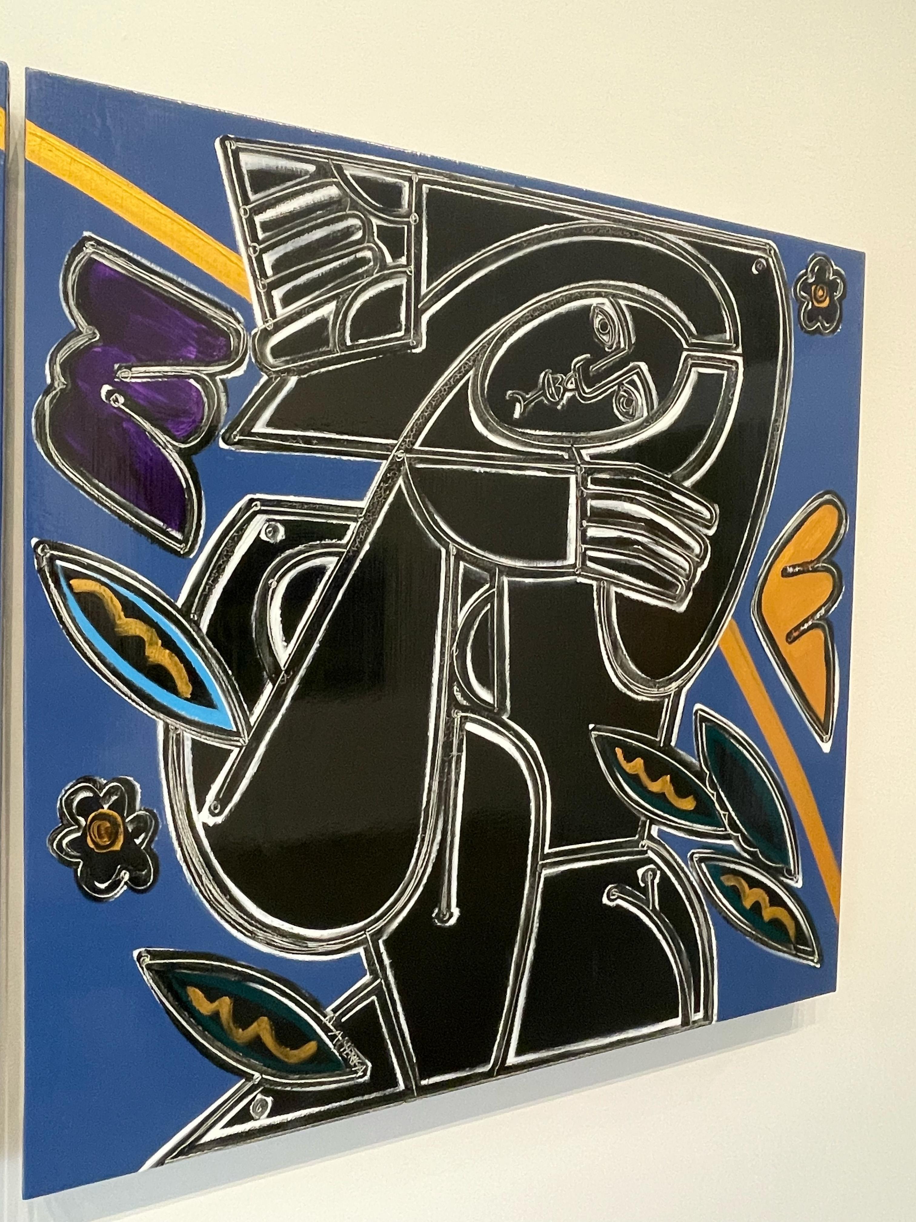 Figurative/Blue/Floral_Dance In The Soft Golden Wind III_America Martin For Sale 2