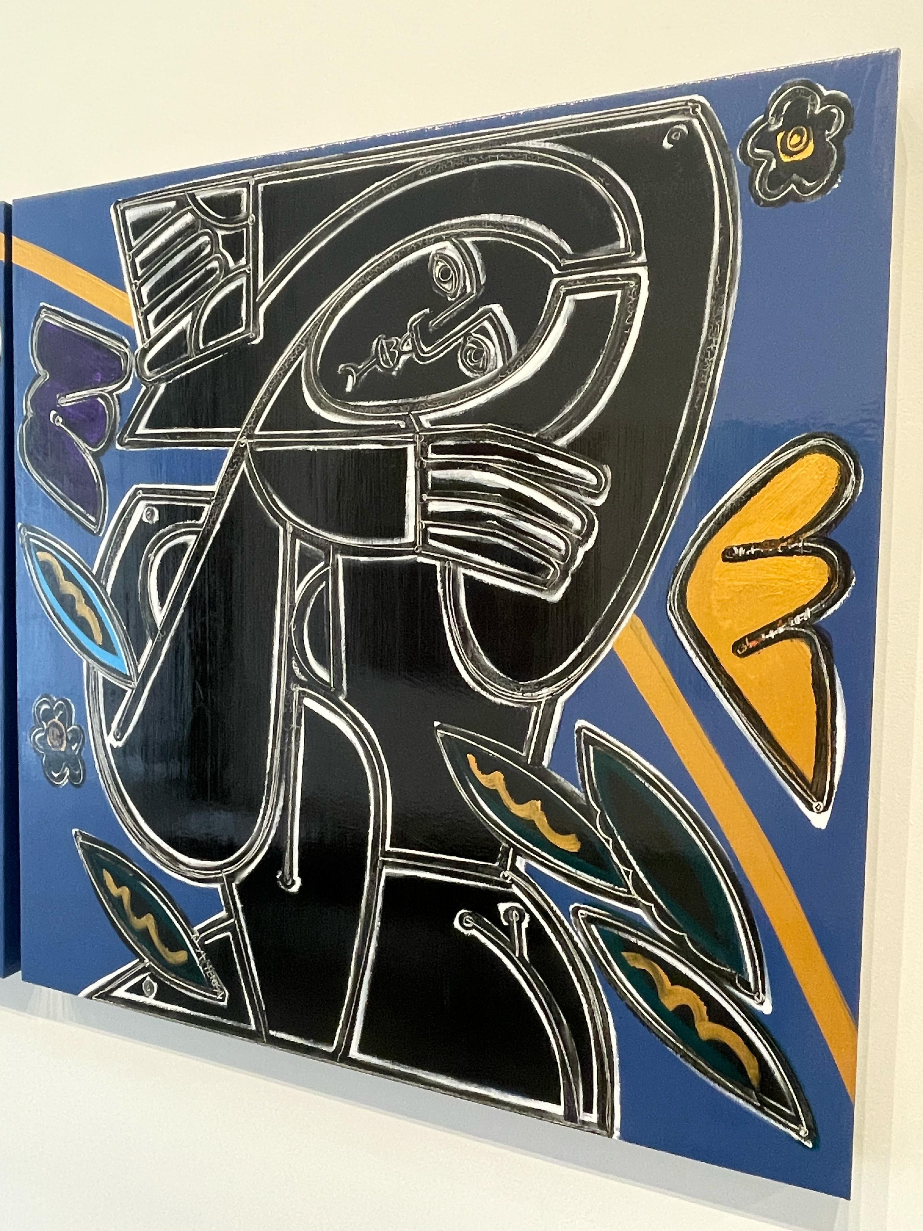 Figurative/Blue/Floral_Dance In The Soft Golden Wind III_America Martin For Sale 3