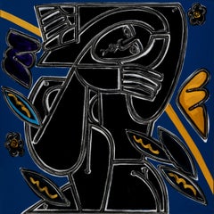 Figurative/Blue/Floral_Dance In The Soft Golden Wind III_America Martin