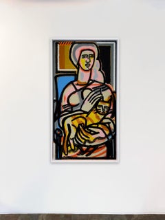 Figurative/Portrait, Animal, female, "The Striped Orange Cat" by America Martin