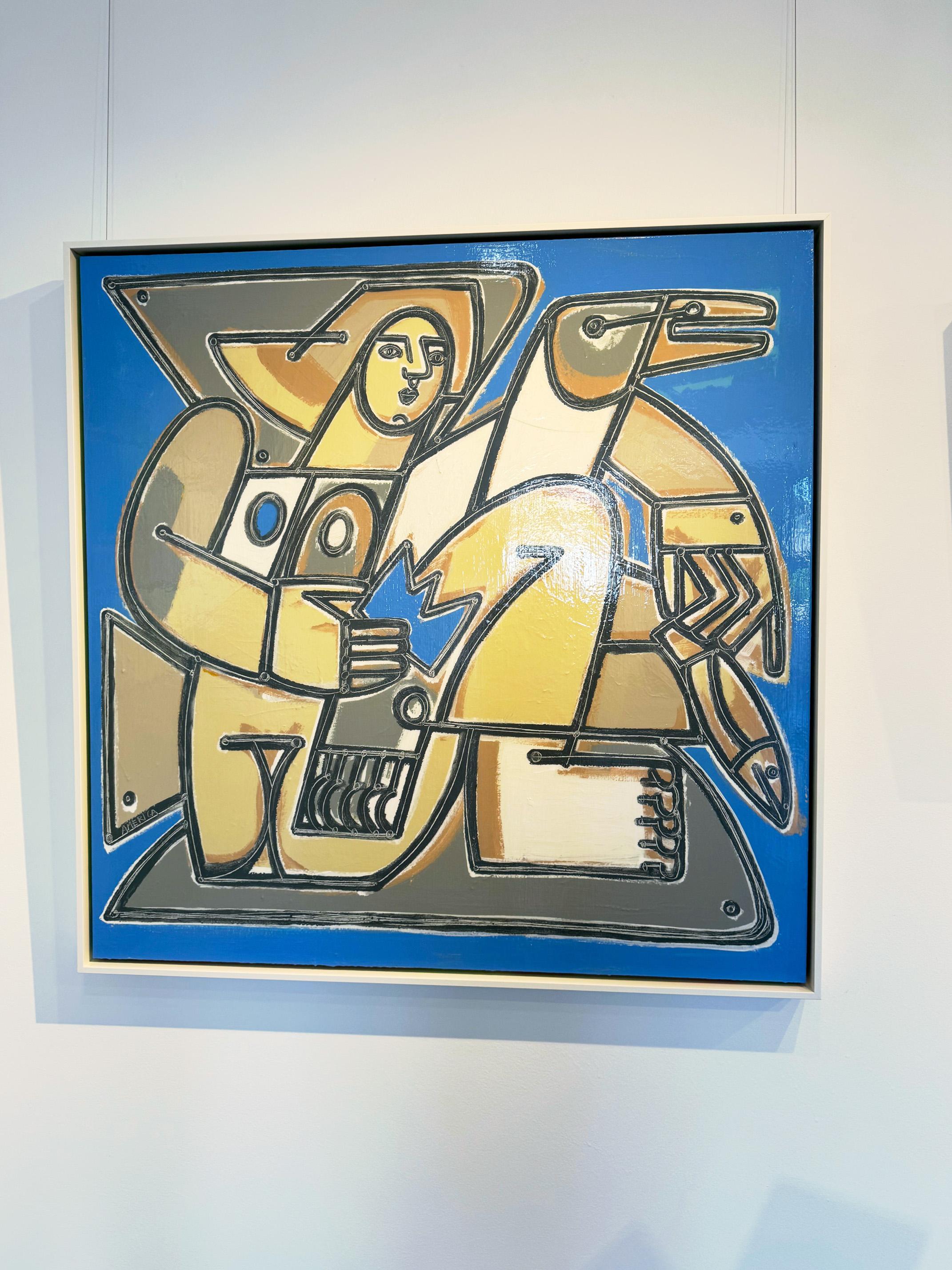 Figurative_Porträt_Animal/ Vogel_Blue_Goose Queen_America Martin_Oil/Acryl im Angebot 1
