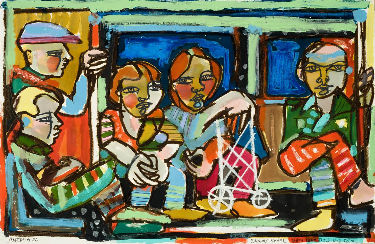 Amerika Martin
„NYC Subway“, 2006
Öl, Acryl und Tinte auf Baumwollpapier
26,75 x 40,5 Zoll (67,94 x 102,87 cm)


America Martin ist eine international vertretene kolumbianisch-amerikanische Künstlerin mit Sitz in Los Angeles. Amerika ist ein Maler