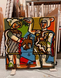 Figurenmalerei, Vogel, kräftige Linien, Farbfelder, Ohne Titel von America Martin