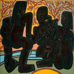 Figure Painting, Bold lines, Homage To Cezanne's Bathers by America Martin