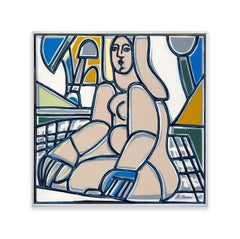 Figurenmalerei, kühne Linien, Wasser, Picknick & Schwimmen Gemalt in M von America Martin