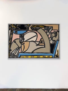 Figure Painting, Bold lines, Paper Airplane On the Sun Chair by America Martin