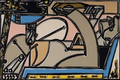 Figure Painting, Bold lines, Paper Airplane On the Sun Chair by America Martin