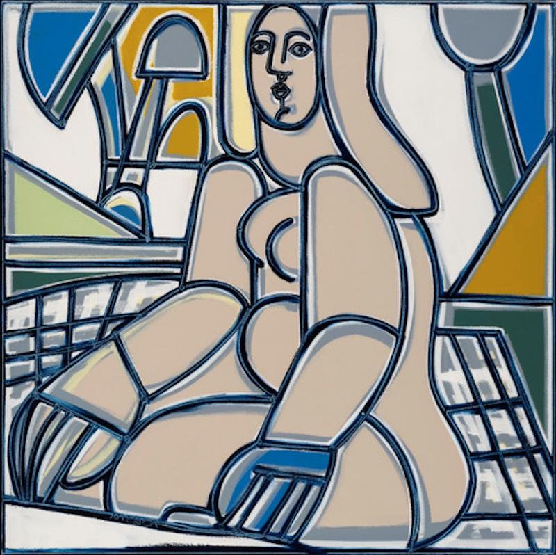 Figurenmalerei, kühne Linien, Wasser, Picknick
Schwimmen Gemalt in M von America Martin