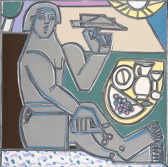 Figure Painting, Cool Tones, Nature, Bold lines, Picnic Day by America Martin