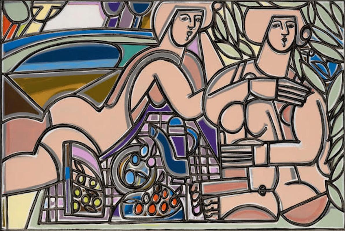 Figure Painting, Picnic In the Shade With View of the Bay by America Martin