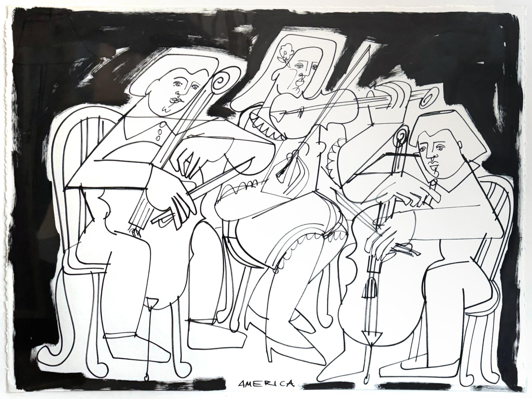 Figures on paper, Bold lines, Orchestra, Untitled Musicians by America Martin