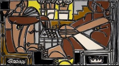 Gestural Figure Painting, Bold lines, The Chess Game by America Martin