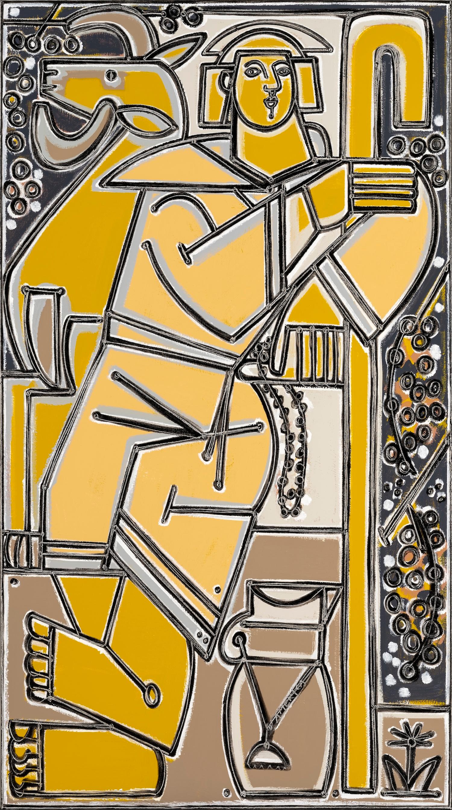 Gestische Figurenmalerei, Linien, Klassisch, Die Heilige der Olive von America Martin