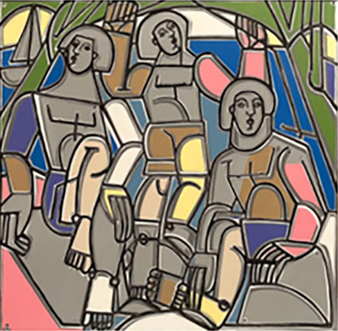 Gestische Figurenmalerei, Schwimmen, kühne Linien, Summer Lake Island von America Martin