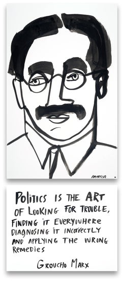 Groucho Marx , America Martin, portrait with ink- portion of sale to ACLU/NAACP