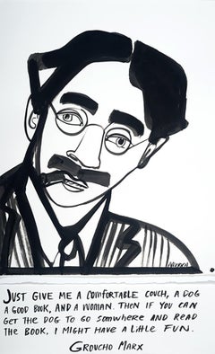 Groucho Marx No.3, America Martin, ink portrait- portion of sale to ACLU/NAACP