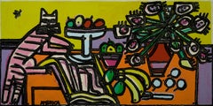 Tavolo da cucina_America Martin_Olio/Acrilico_Ritratto di animale_Still Life_Arancione