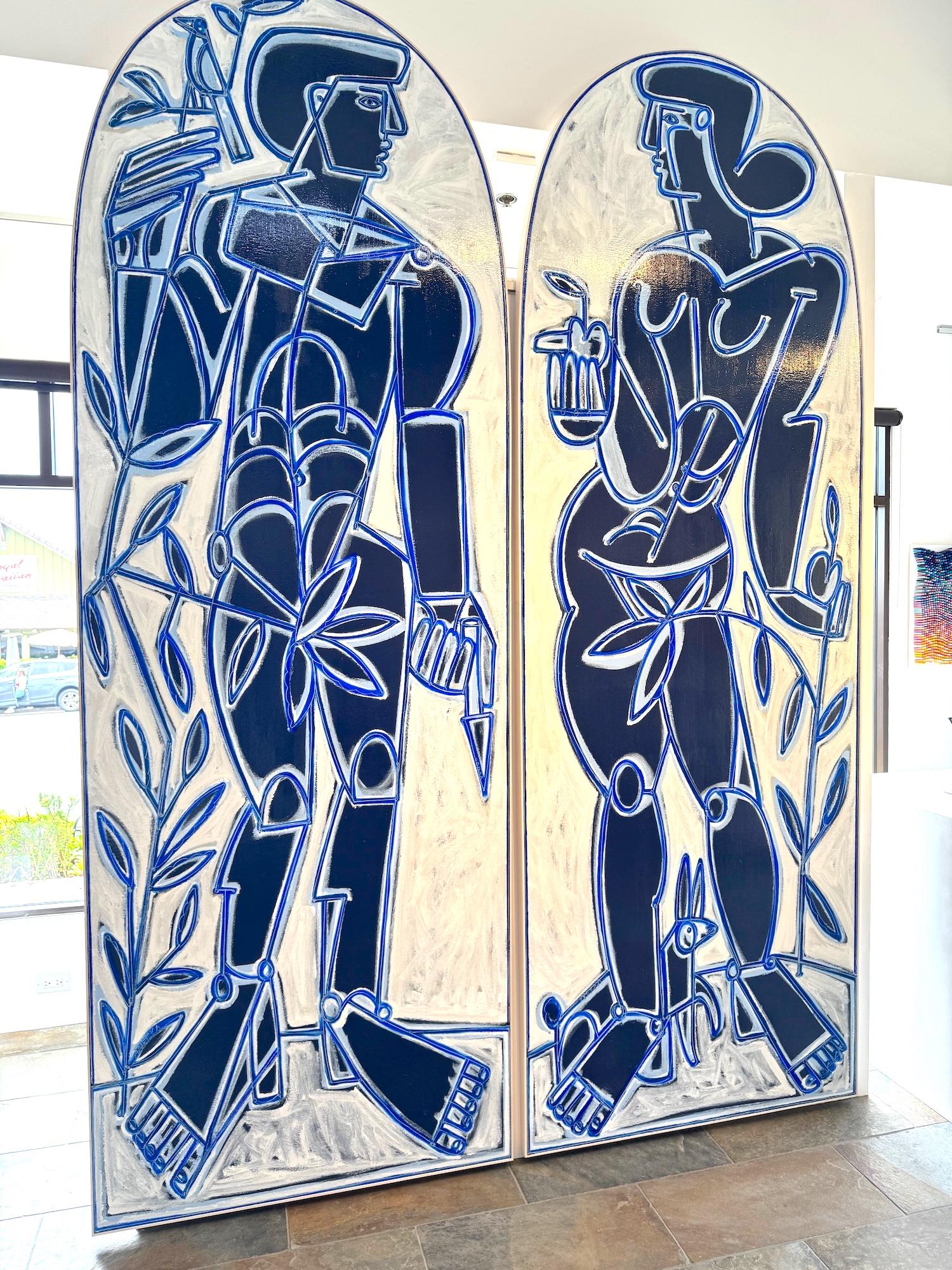 Male Figur, Flora, Klassisch, Adam in Blau und Weiß von America Martin im Angebot 2