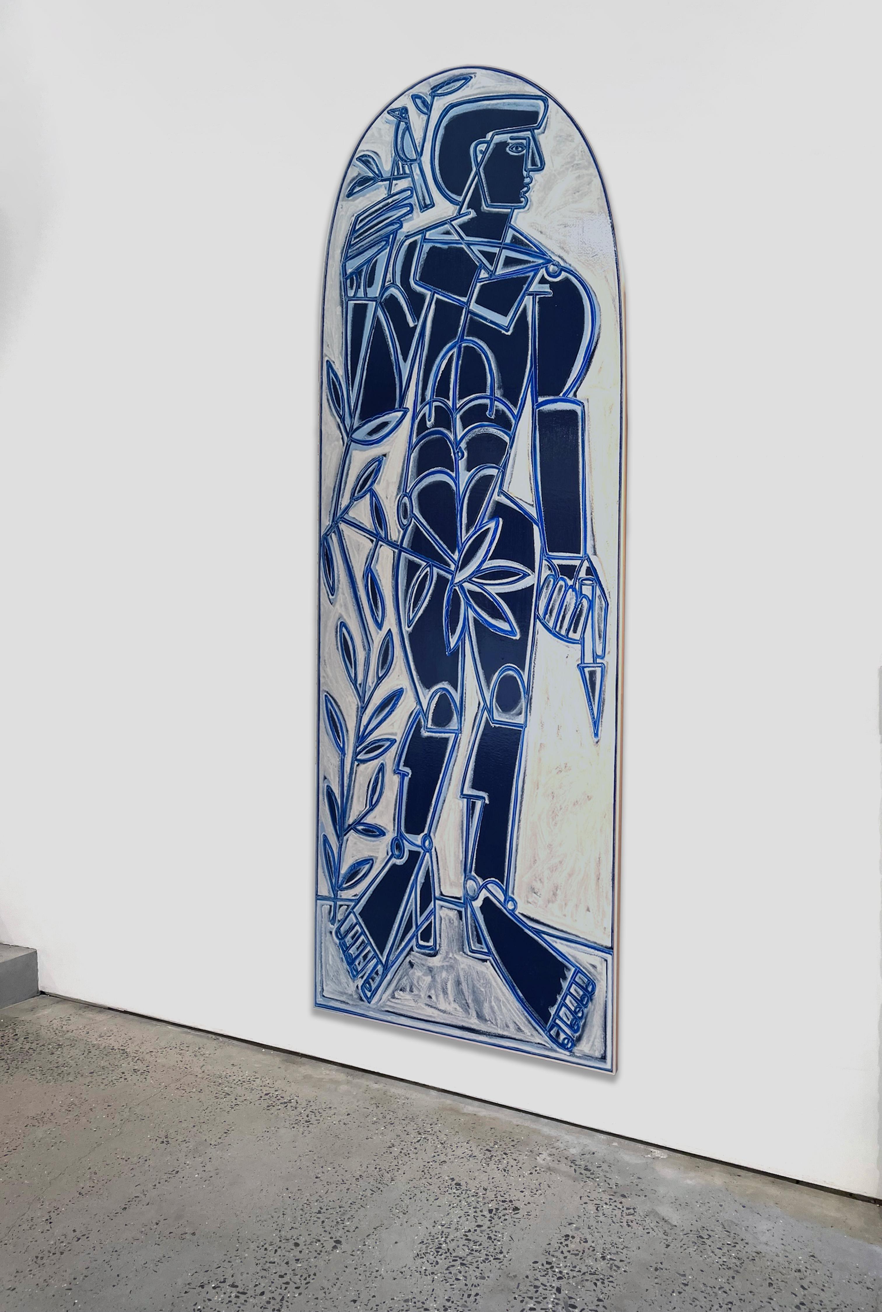 Male Figur, Flora, Klassisch, Adam in Blau und Weiß von America Martin im Angebot 1