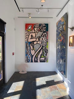 Man on the Island w/ White Linen Towel_America Martin_Oil/Acrylic_Figurative