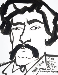Mark Twain, America Martin, ink portrait- portion of sale to ACLU/NAACP