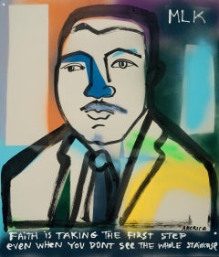 MLK JR #7, America Martin, ink portrait + text- portion of sale to ACLU/NAACP