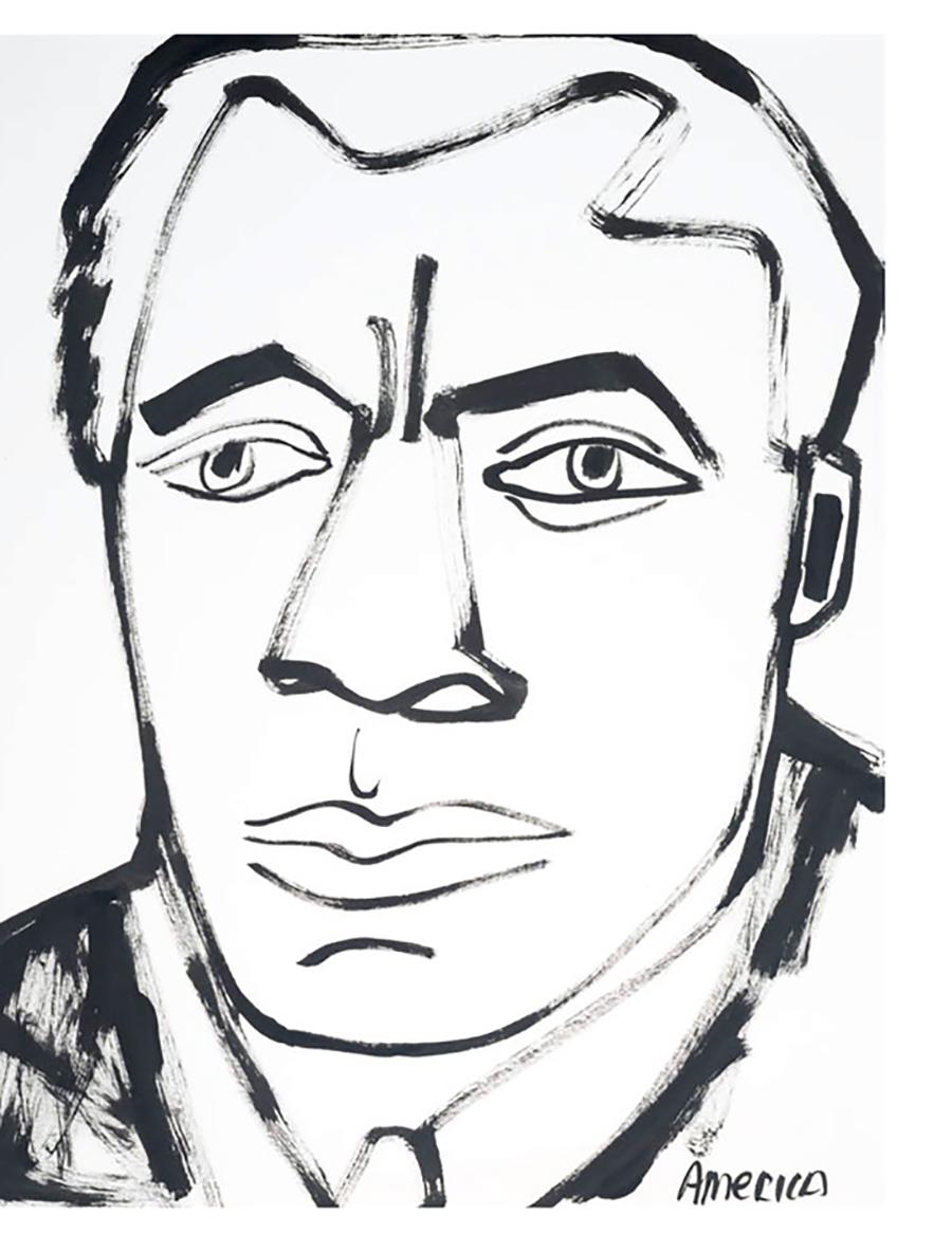 Neil deGrasse Tyson 2_America Martin_retrato en tinta- parte de la venta a ACLU/NAACP en venta 3