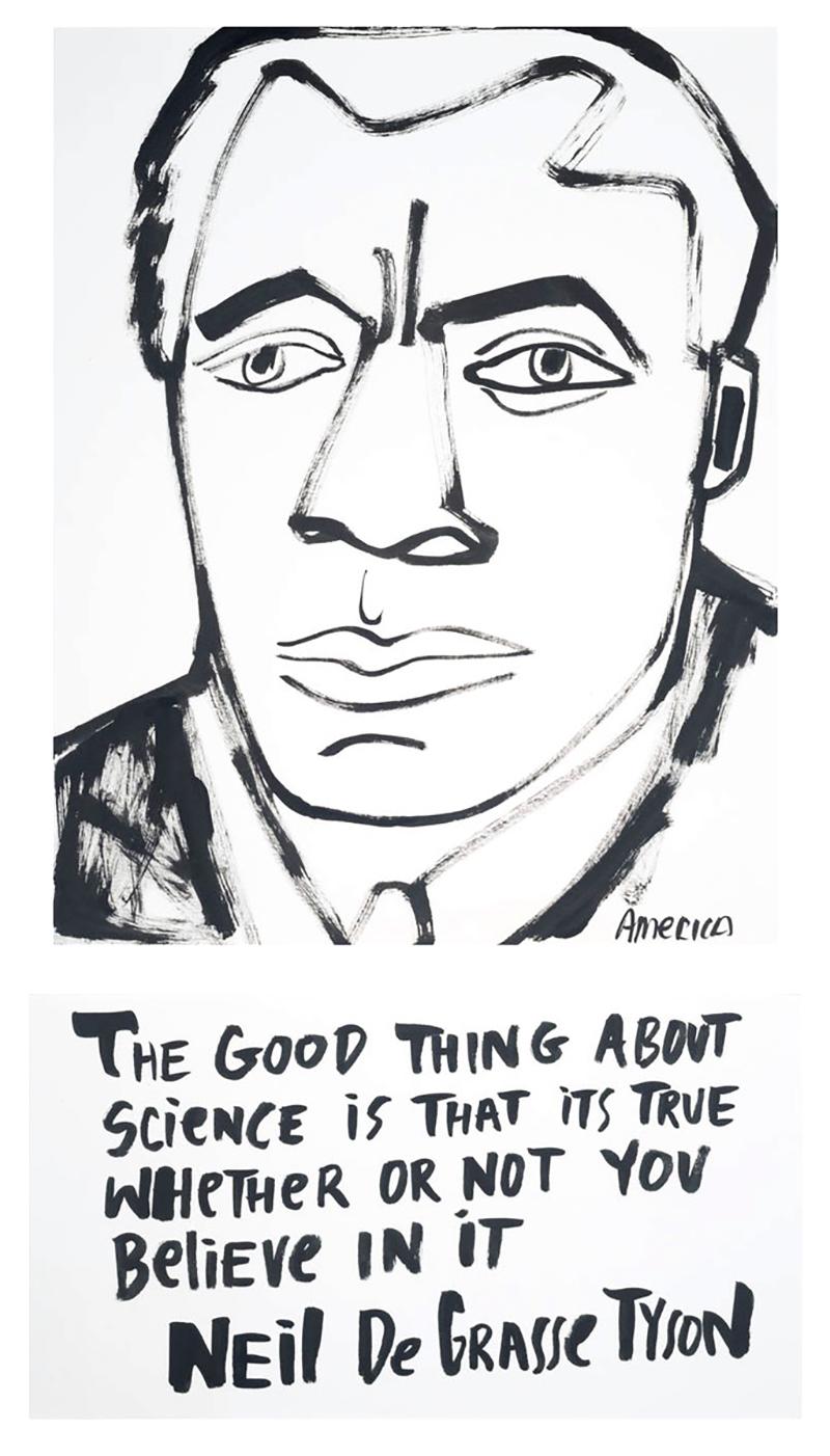 Portrait de Neil deGrasse Tyson 2_America Martin_ink (partie de vente à l'ACLU/NAACP)