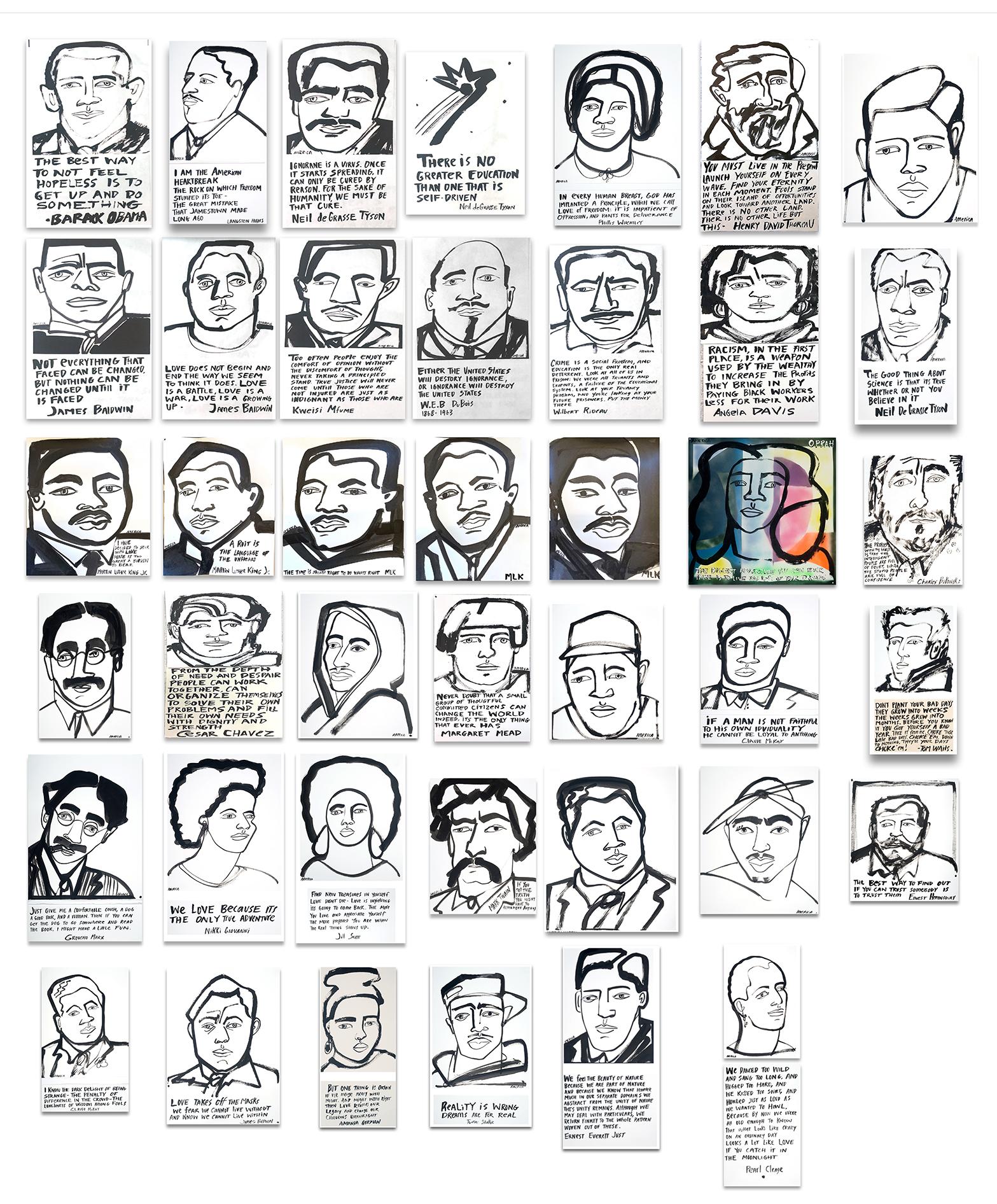 Neil deGrasse Tyson, America Martin_Tinta sobre papel- parte de la venta a ACLU/NAACP en venta 2