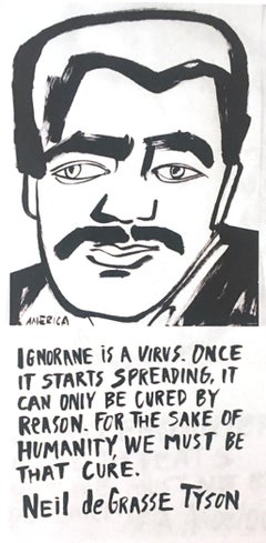 Neil deGrasse Tyson, Amérique Martin_Ink on Paper - partie de la vente à l'ACLU/NAACP