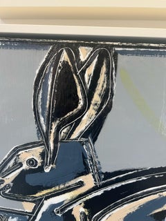 Night Rabbit_2023, America Martin_Oil/Acrylic/Canvas_Animal Portrait_Black/Gray