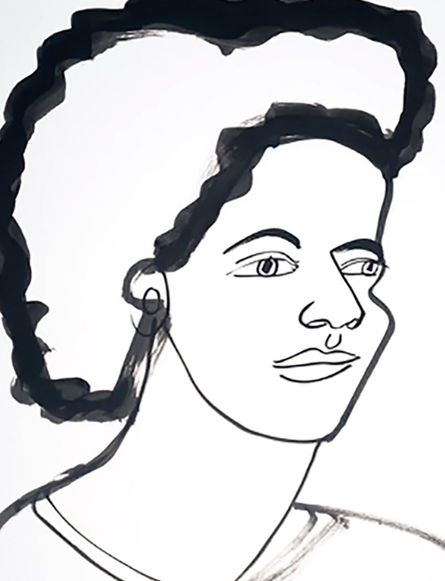 Nikki Giovanni n°2, America Martin, portrait à l'encre, partie de la vente à l'ACLU/NAACP en vente 3