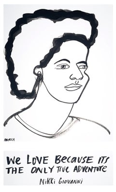 Nikki Giovanni No.2, America Martin, ink portrait- portion of sale to ACLU/NAACP