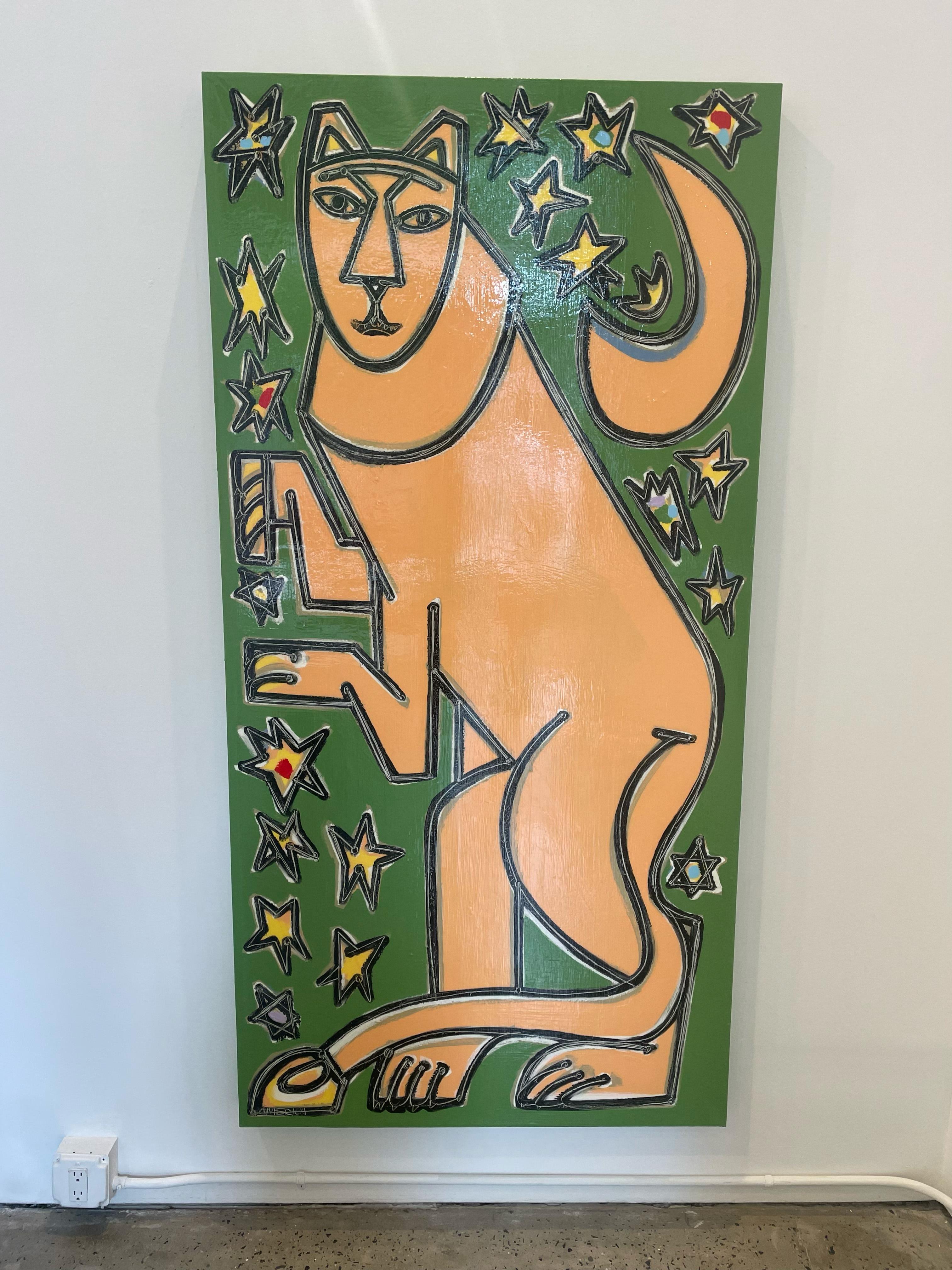Portrait/Animal_Good Luck Is A Lion Who Roars + Batts At The Moon_America Martin en vente 1