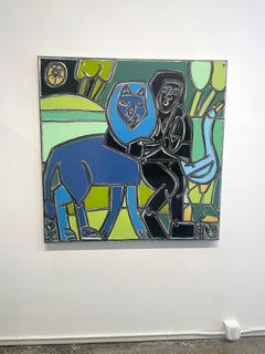 Ritratto/Figurativo/Animali/Colori brillanti_Passeggiata al chiaro di luna_America Martin