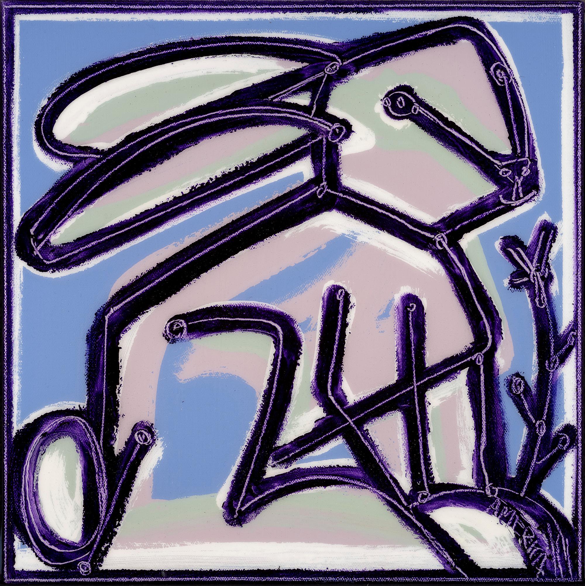 Purple Bunny_2023, America Martin_Oil/Acrylic/Canvas_Animal Portrait_Pastel