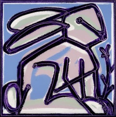 Purple Bunny_2023, America Martin_Oil/Acrylic/Canvas_Animal Portrait_Pastel