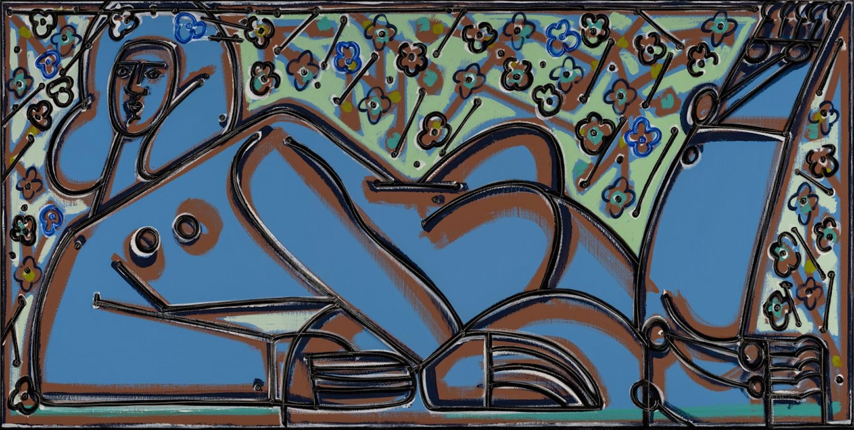 America Martin
"Woman in Blue"
Oil & Acrylic on Canvas
36 x 72 inches
37.5 x 73.5 inches framed

Exploring the identity of both her namesake and country, LA-based America Martin draws inspiration from her Colombian heritage and the human figure to