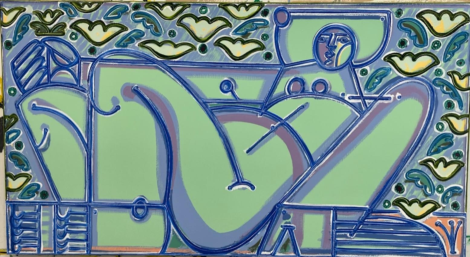 America Martin
"Woman in Mint"
Oil & Acrylic on Canvas
40 x 72 inches
41.5 x 73.5 inches framed

Exploring the identity of both her namesake and country, LA-based America Martin draws inspiration from her Colombian heritage and the human figure to