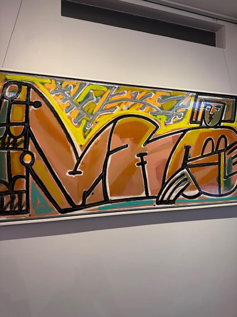 Rechteckige Aktfigur, Frau in Orange und Sonnenschein, von America Martin 2