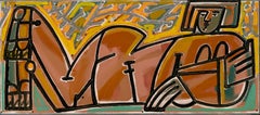 Rechteckige Aktfigur, Frau in Orange und Sonnenschein, von America Martin