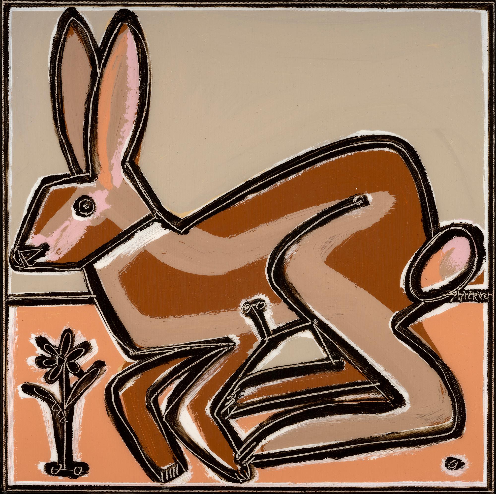 Run Rabbit_2023, America Martin_Oil/Acryl/Canvas_Animal Portrait_Brown