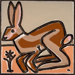 Run Run Rabbit_2023, America Martin_Oil/Acrylic/Canvas_Animal Portrait_Brown