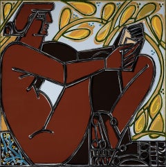 Seated Nude Female Figure in Earth Tones, Book Of Prose by America Martin