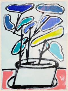 Still Life on paper, Bold lines, Plant With Pleasant Leaves by America Martin