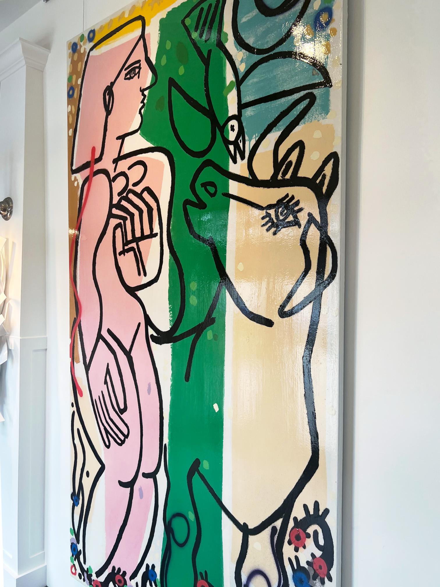The Cow, The Dove and The Moon_America Martin_Oil/Acrylic_Figurative/Animal For Sale 1