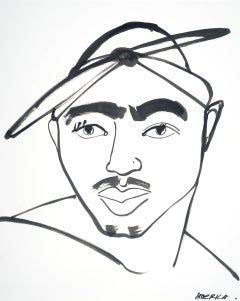 Tupac Shakur No.1, America Martin, ink portrait- portion of sale to ACLU/NAACP