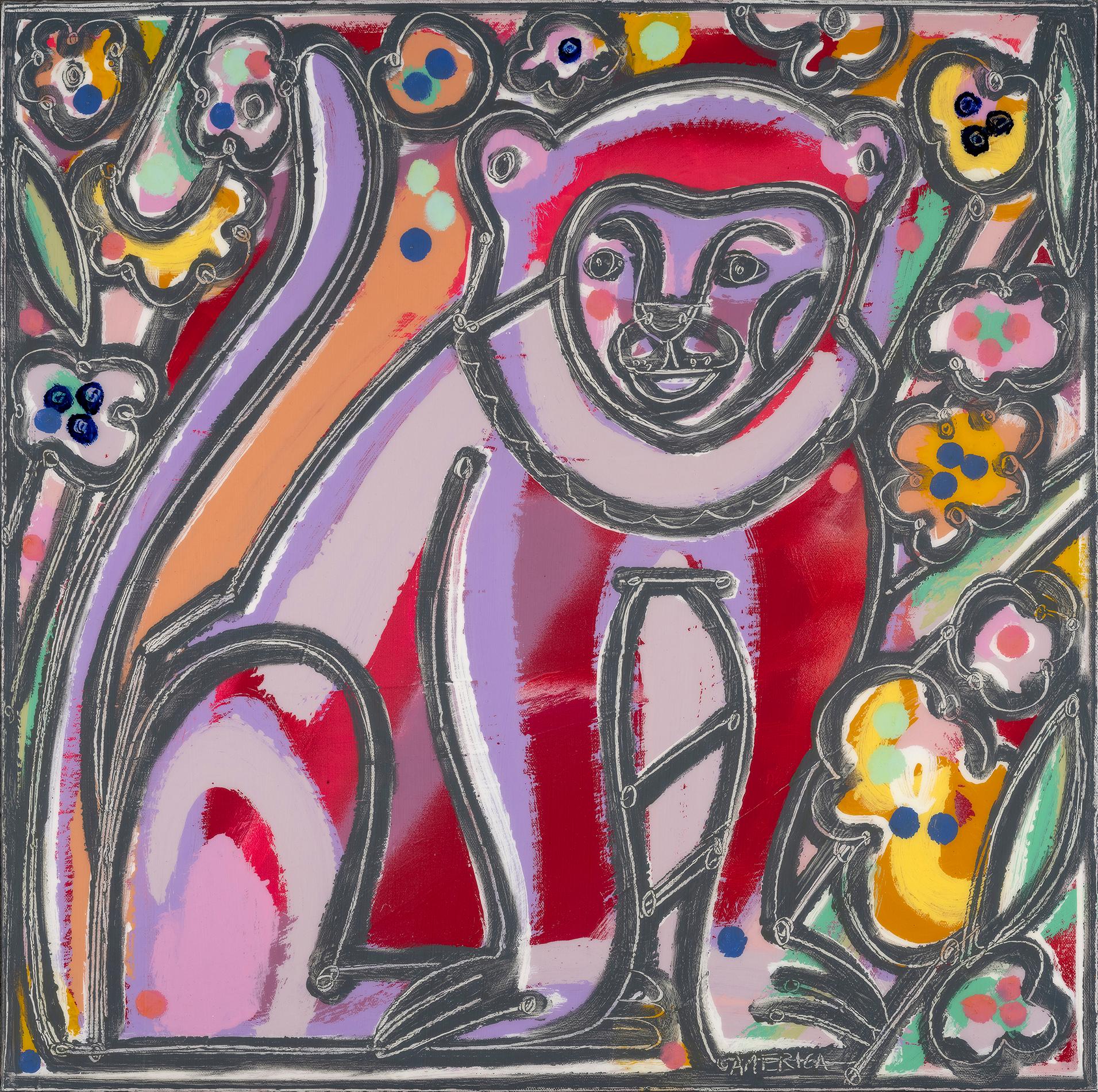 Amerika Martin
"Affe mit Obstblüten"
Öl & Acryl auf Leinwand
24 x 24 in. ; 25.5 x 25.5 in. Gerahmt
______________

Die in Los Angeles lebende Künstlerin America Martin lässt sich von ihrem kolumbianischen Erbe und der menschlichen Figur inspirieren,