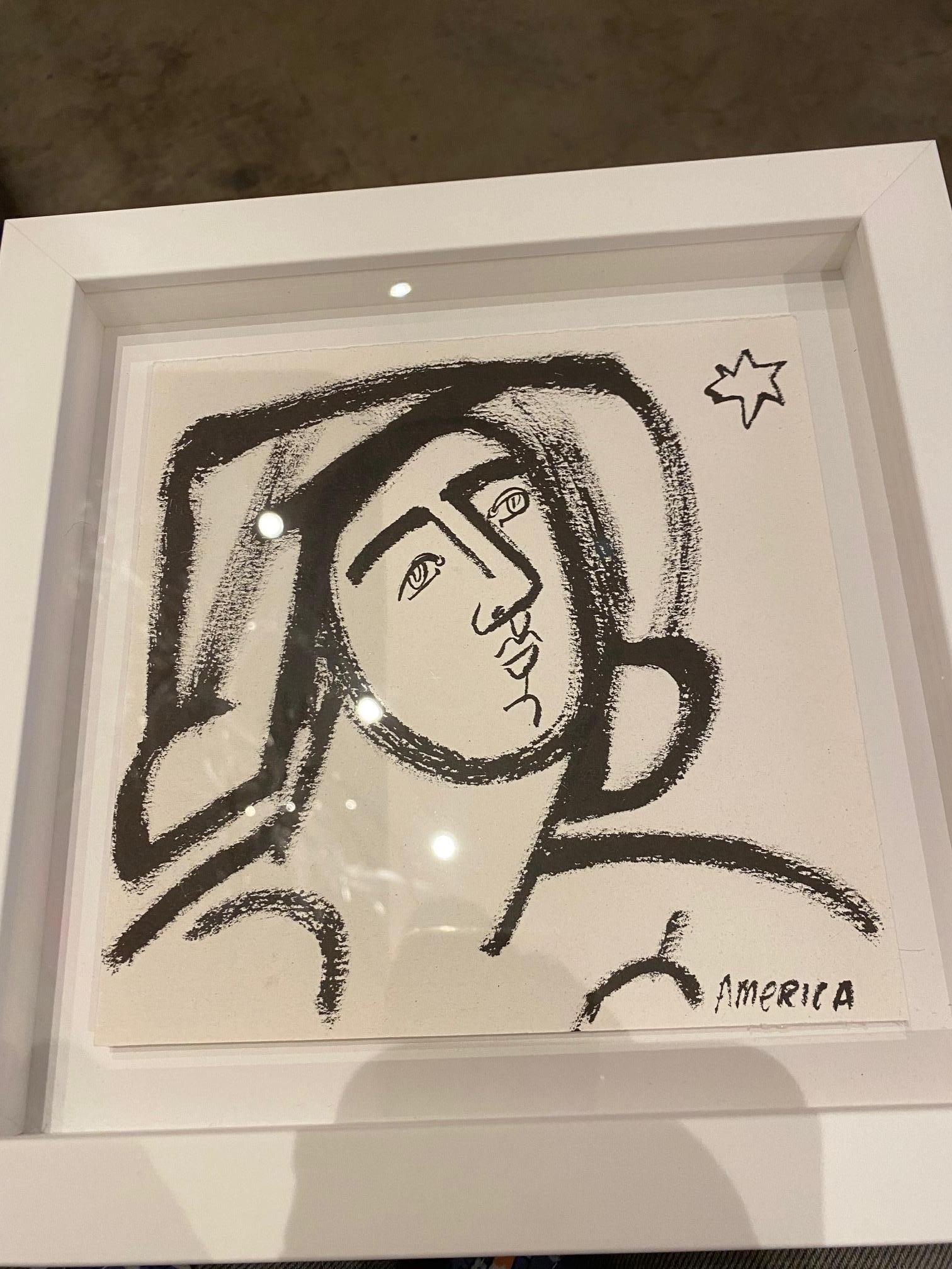 Untitled (Woman and Star)_America Martin_Ink on Paper_Figurative/Portrait 1