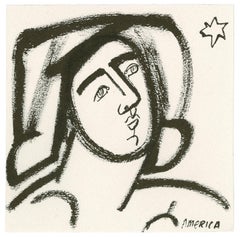 Untitled (Woman and Star)_America Martin_Ink on Paper_Figurative/Portrait